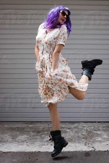 Alternative young girl with purple hair